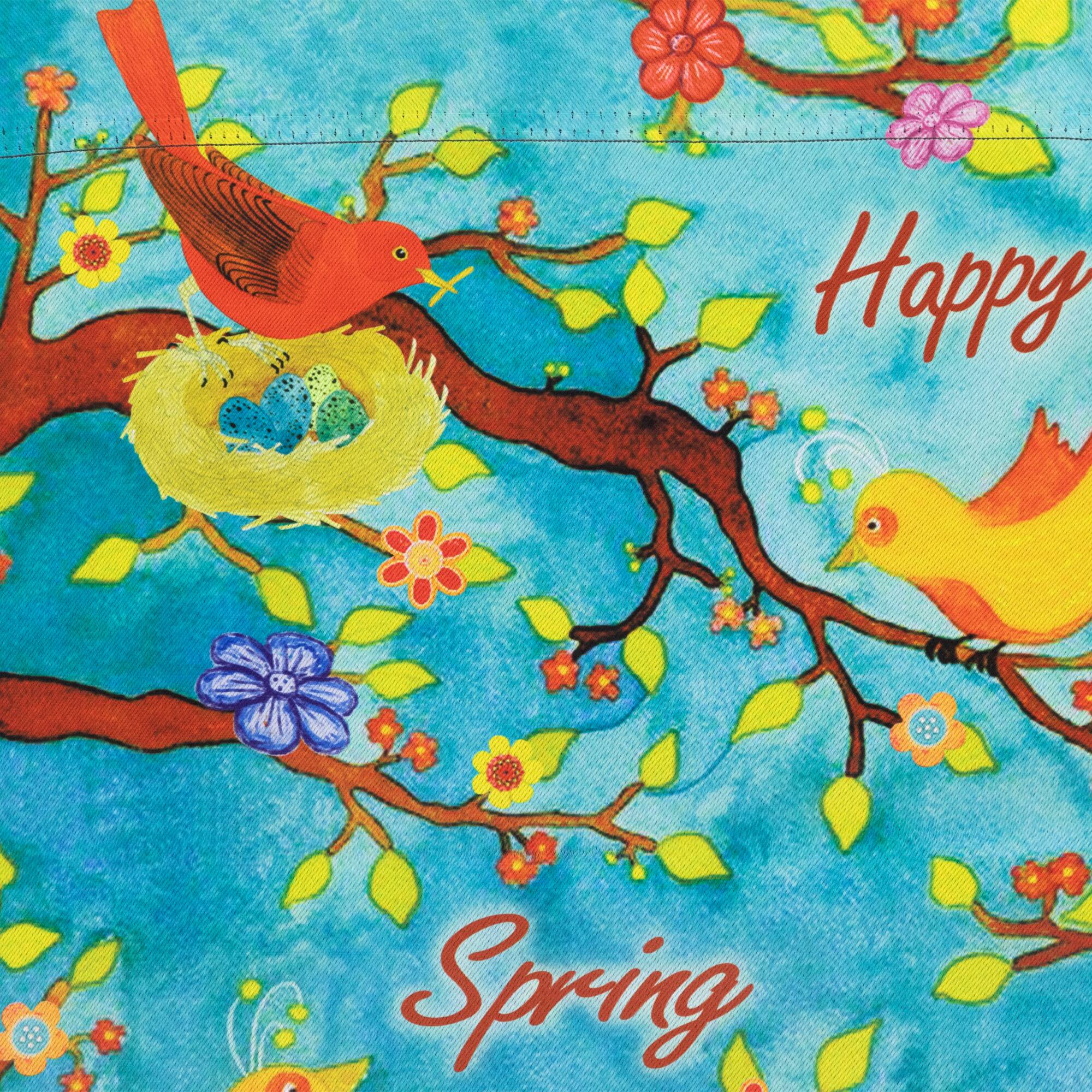 Happy Spring Birds & Flowers Outdoor Garden Flag